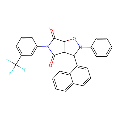 3-(naphthalen-1-yl)-2-phenyl-5-(3-(trifluoromethyl)phenyl)dihydro-2H-pyrrolo[3,4-d]isoxazole-4,6(5H,6aH)-dione structure