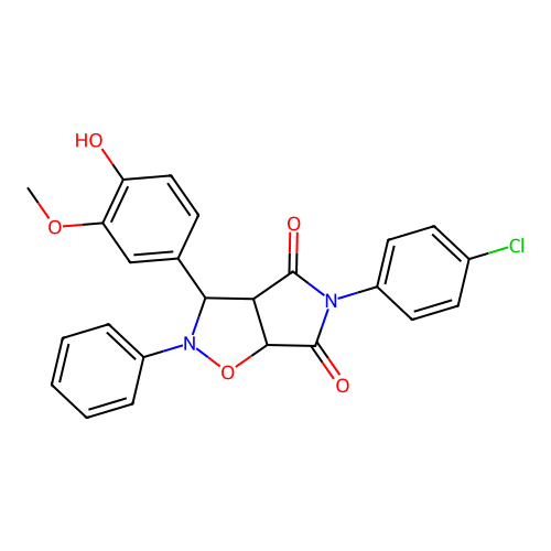 5-(4-chlorophenyl)-3-(4-hydroxy-3-methoxyphenyl)-2-phenyl-3a,6a-dihydro-3H-pyrrolo[3,4-d][1,2]oxazole-4,6-dione structure