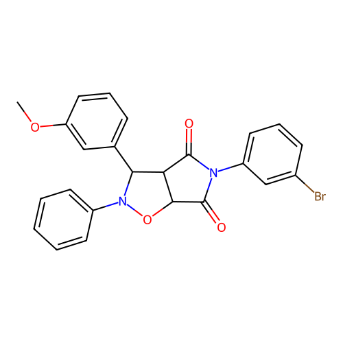 3-(3-bromophenyl)-8-(3-methoxyphenyl)-7-phenyl-6-oxa-3,7-diazabicyclo[3.3.0]octane-2,4-dione structure