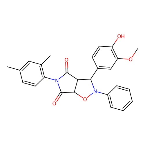 5-(2,4-dimethylphenyl)-3-(4-hydroxy-3-methoxyphenyl)-2-phenyl-3a,6a-dihydro-3H-pyrrolo[3,4-d][1,2]oxazole-4,6-dione structure