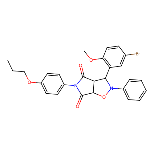 3-(5-bromo-2-methoxyphenyl)-2-phenyl-5-(4-propoxyphenyl)-3a,6a-dihydro-3H-pyrrolo[3,4-d][1,2]oxazole-4,6-dione structure