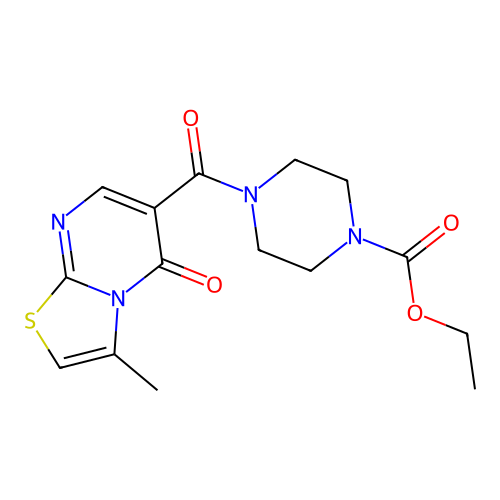 ethyl 4-(3-methyl-5-oxo-5H-thiazolo[3,2-a]pyrimidine-6-carbonyl)piperazine-1-carboxylate structure