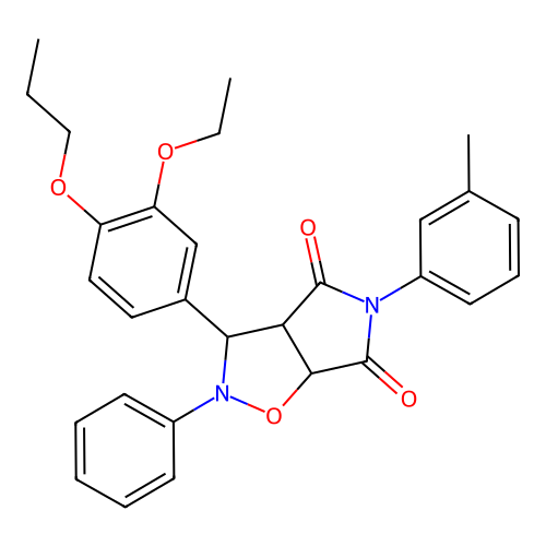 3-(3-ethoxy-4-propoxyphenyl)-2-phenyl-5-(m-tolyl)dihydro-2H-pyrrolo[3,4-d]isoxazole-4,6(5H,6aH)-dione structure