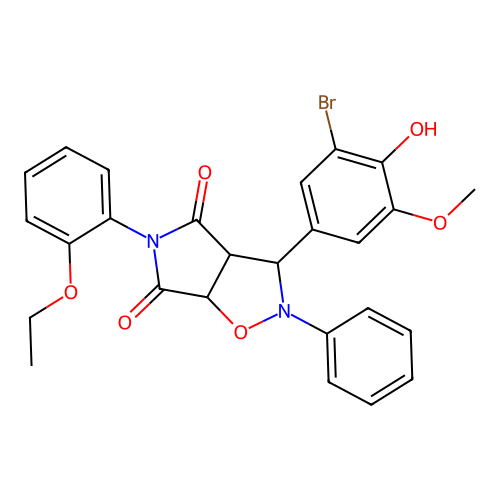 3-(3-bromo-4-hydroxy-5-methoxyphenyl)-5-(2-ethoxyphenyl)-2-phenyl-3a,6a-dihydro-3H-pyrrolo[3,4-d][1,2]oxazole-4,6-dione structure
