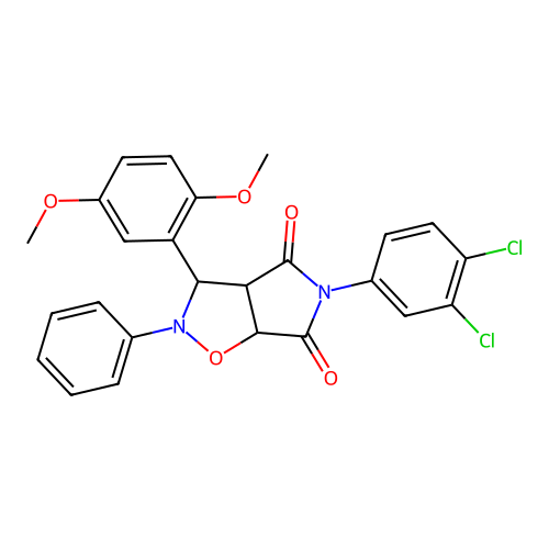 5-(3,4-dichlorophenyl)-3-(2,5-dimethoxyphenyl)-2-phenyl-3a,6a-dihydro-3H-pyrrolo[3,4-d][1,2]oxazole-4,6-dione structure