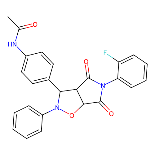 N-(4-(5-(2-fluorophenyl)-4,6-dioxo-2-phenylhexahydro-2H-pyrrolo[3,4-d]isoxazol-3-yl)phenyl)acetamide structure