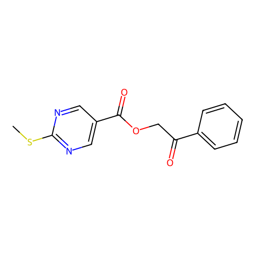 Phenacyl 2-methylsulfanylpyrimidine-5-carboxylate structure