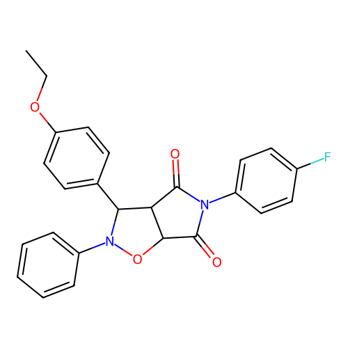 3-(4-ethoxyphenyl)-5-(4-fluorophenyl)-2-phenyl-3a,6a-dihydro-3H-pyrrolo[3,4-d][1,2]oxazole-4,6-dione structure