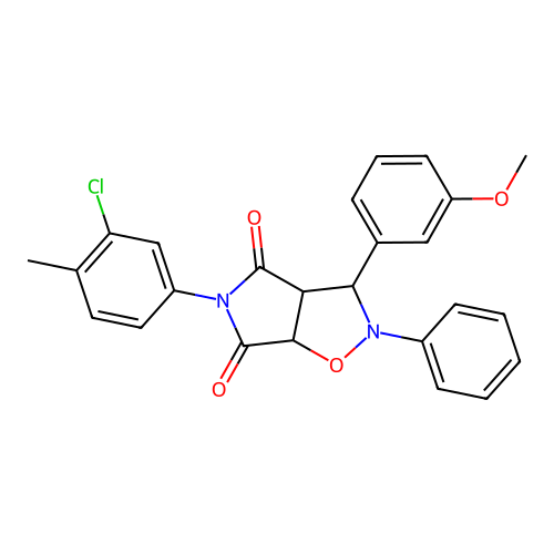 5-(3-chloro-4-methylphenyl)-3-(3-methoxyphenyl)-2-phenyl-3a,6a-dihydro-3H-pyrrolo[3,4-d][1,2]oxazole-4,6-dione structure