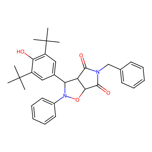 5-benzyl-3-(3,5-di-tert-butyl-4-hydroxyphenyl)-2-phenyldihydro-2H-pyrrolo[3,4-d][1,2]oxazole-4,6(3H,5H)-dione structure