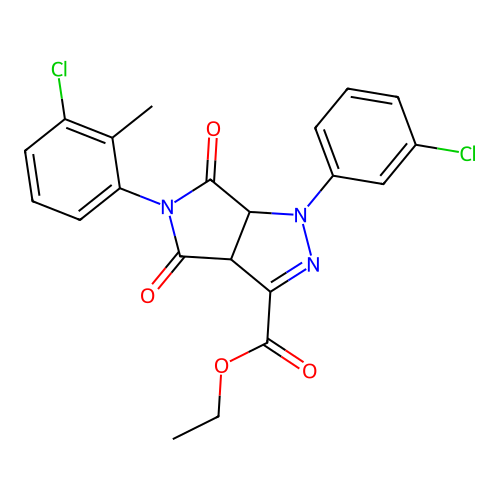 ethyl 5-(3-chloro-2-methylphenyl)-1-(3-chlorophenyl)-4,6-dioxo-1,3a,4,5,6,6a-hexahydropyrrolo[3,4-c]pyrazole-3-carboxylate structure