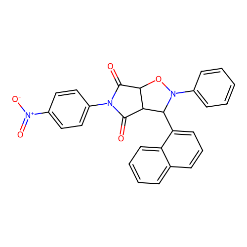 3-(naphthalen-1-yl)-5-(4-nitrophenyl)-2-phenyldihydro-2H-pyrrolo[3,4-d][1,2]oxazole-4,6(3H,5H)-dione structure