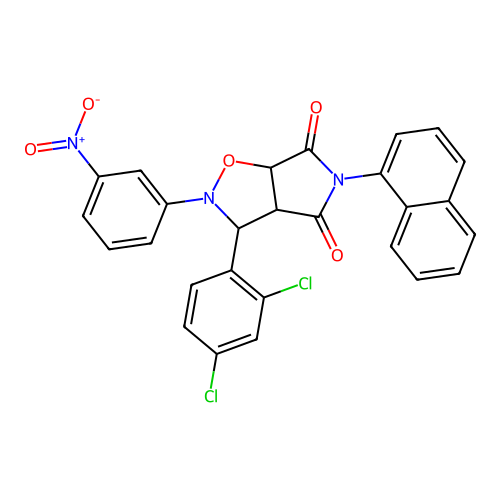 3-(2,4-dichlorophenyl)-5-(naphthalen-1-yl)-2-(3-nitrophenyl)dihydro-2H-pyrrolo[3,4-d][1,2]oxazole-4,6(3H,5H)-dione structure