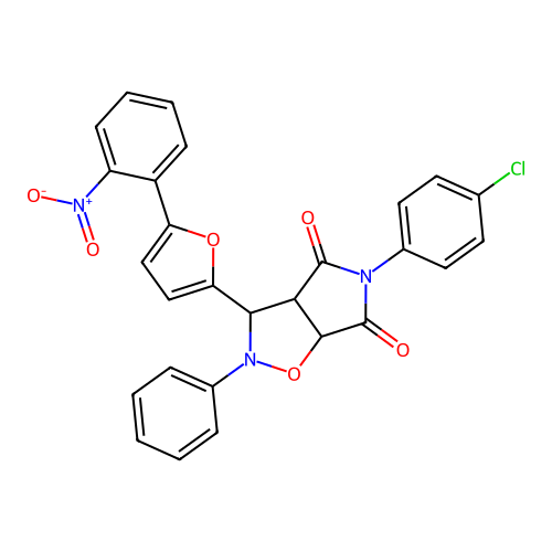 5-(4-chlorophenyl)-3-(5-(2-nitrophenyl)furan-2-yl)-2-phenyldihydro-2H-pyrrolo[3,4-d]isoxazole-4,6(5H,6aH)-dione structure