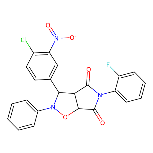 3-(4-chloro-3-nitrophenyl)-5-(2-fluorophenyl)-2-phenyl-3a,6a-dihydro-3H-pyrrolo[3,4-d][1,2]oxazole-4,6-dione structure