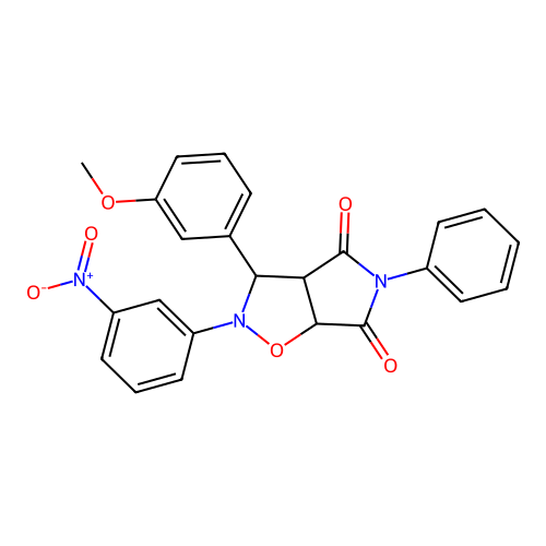 3-(3-methoxyphenyl)-2-(3-nitrophenyl)-5-phenyl-3a,6a-dihydro-3H-pyrrolo[3,4-d][1,2]oxazole-4,6-dione structure