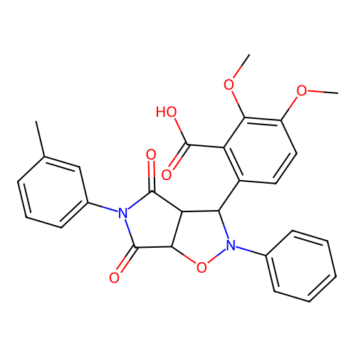 2,3-dimethoxy-6-[5-(3-methylphenyl)-4,6-dioxo-2-phenyl-3a,6a-dihydro-3H-pyrrolo[3,4-d][1,2]oxazol-3-yl]benzoic acid structure