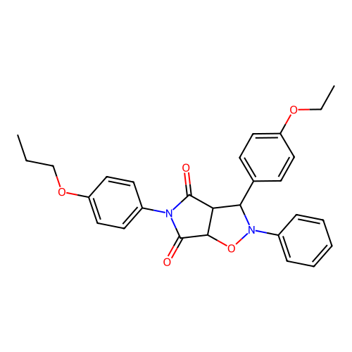 3-(4-ethoxyphenyl)-2-phenyl-5-(4-propoxyphenyl)-3a,6a-dihydro-3H-pyrrolo[3,4-d][1,2]oxazole-4,6-dione structure