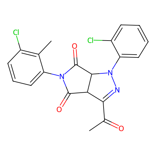 3-acetyl-5-(3-chloro-2-methylphenyl)-1-(2-chlorophenyl)-1,6a-dihydropyrrolo[3,4-c]pyrazole-4,6(3aH,5H)-dione structure