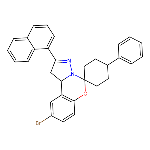 9'-bromo-2'-(naphthalen-1-yl)-4-phenyl-1',10b'-dihydrospiro[cyclohexane-1,5'-pyrazolo[1,5-c][1,3]benzoxazine] structure