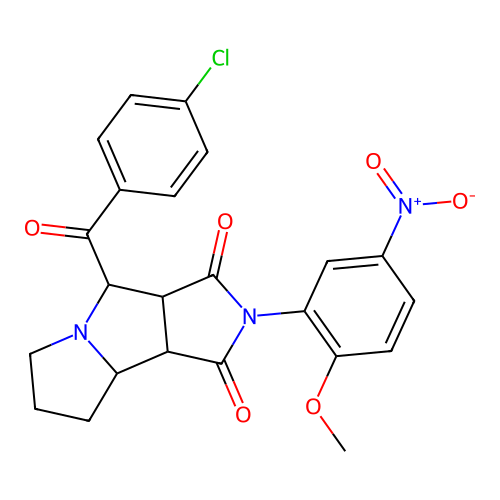 4-(4-chlorobenzoyl)-2-(2-methoxy-5-nitrophenyl)-4,6,7,8,8a,8b-hexahydro-3aH-pyrrolo[3,4-a]pyrrolizine-1,3-dione structure