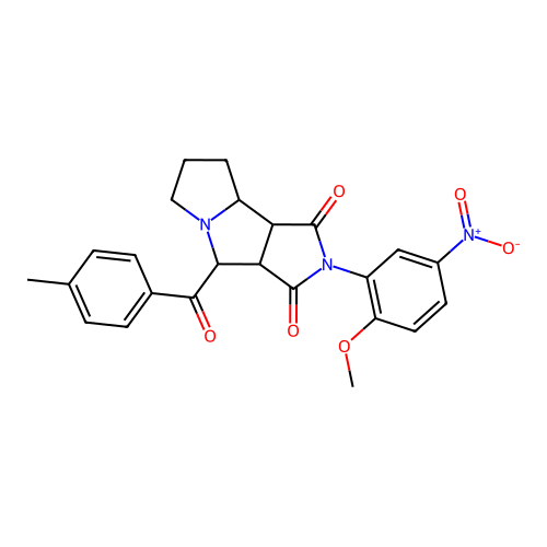 2-(2-methoxy-5-nitrophenyl)-4-(4-methylbenzoyl)-4,6,7,8,8a,8b-hexahydro-3aH-pyrrolo[3,4-a]pyrrolizine-1,3-dione structure