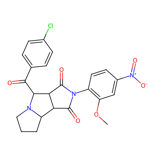 4-(4-chlorobenzoyl)-2-(2-methoxy-4-nitrophenyl)-4,6,7,8,8a,8b-hexahydro-3aH-pyrrolo[3,4-a]pyrrolizine-1,3-dione structure