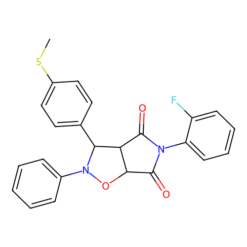 5-(2-fluorophenyl)-3-(4-(methylthio)phenyl)-2-phenyldihydro-2H-pyrrolo[3,4-d]isoxazole-4,6(5H,6aH)-dione structure
