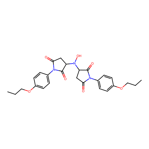 3,3'-(Hydroxyazanediyl)bis(1-(4-propoxyphenyl)pyrrolidine-2,5-dione) structure