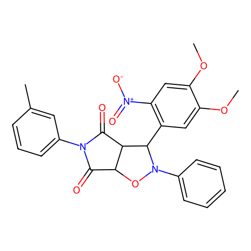 3-(4,5-dimethoxy-2-nitrophenyl)-2-phenyl-5-(m-tolyl)dihydro-2H-pyrrolo[3,4-d]isoxazole-4,6(5H,6aH)-dione structure