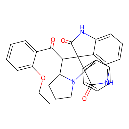 1'-[(2-ethoxyphenyl)carbonyl]-1,1'',2,2'',5',6',7',7'a-octahydro-1'H-dispiro[indole-3,2'-pyrrolizine-3',3''-indole]-2,2''-dione structure