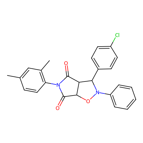 3-(4-chlorophenyl)-5-(2,4-dimethylphenyl)-2-phenyl-3a,6a-dihydro-3H-pyrrolo[3,4-d][1,2]oxazole-4,6-dione structure