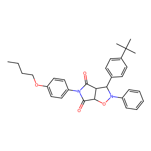 3-(4-butoxyphenyl)-7-phenyl-8-(4-tert-butylphenyl)-6-oxa-3,7-diazabicyclo[3.3.0]octane-2,4-dione structure