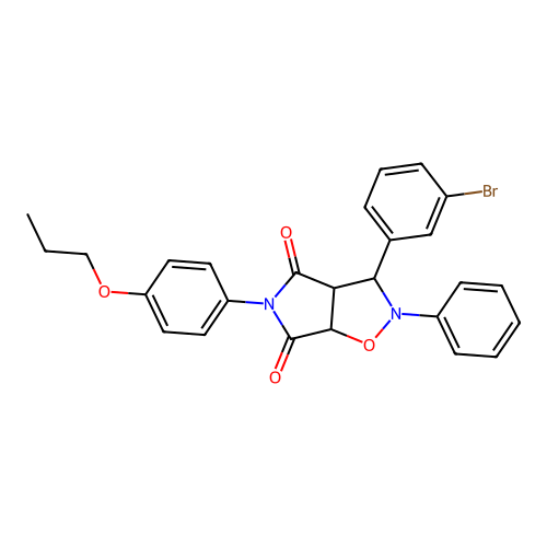 3-(3-bromophenyl)-2-phenyl-5-(4-propoxyphenyl)-3a,6a-dihydro-3H-pyrrolo[3,4-d][1,2]oxazole-4,6-dione structure