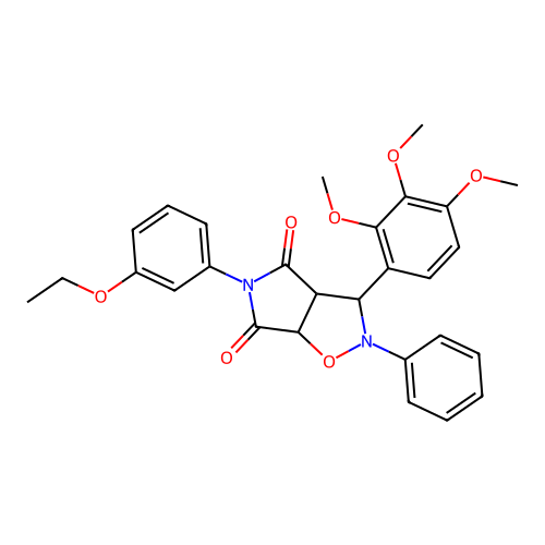 5-(3-ethoxyphenyl)-2-phenyl-3-(2,3,4-trimethoxyphenyl)-3a,6a-dihydro-3H-pyrrolo[3,4-d][1,2]oxazole-4,6-dione structure