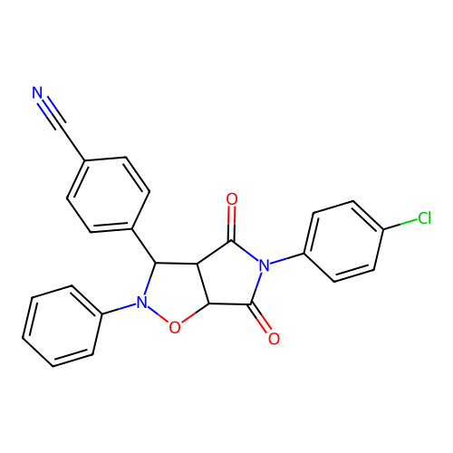 4-(5-(4-chlorophenyl)-4,6-dioxo-2-phenylhexahydro-2H-pyrrolo[3,4-d]isoxazol-3-yl)benzonitrile structure