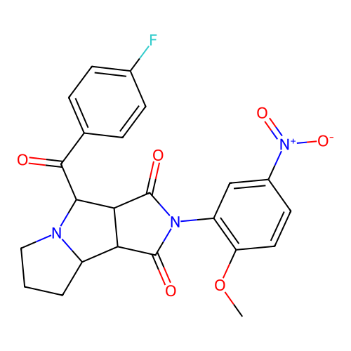 4-(4-fluorobenzoyl)-2-(2-methoxy-5-nitrophenyl)-4,6,7,8,8a,8b-hexahydro-3aH-pyrrolo[3,4-a]pyrrolizine-1,3-dione structure