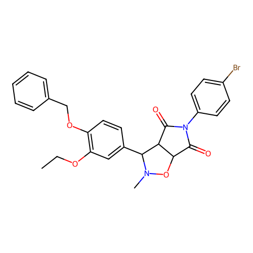3-(4-(benzyloxy)-3-ethoxyphenyl)-5-(4-bromophenyl)-2-methyldihydro-2H-pyrrolo[3,4-d]isoxazole-4,6(5H,6aH)-dione structure