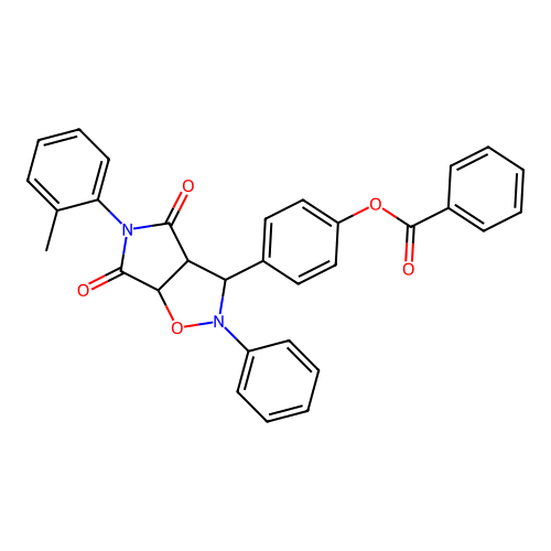 4-(4,6-dioxo-2-phenyl-5-(o-tolyl)hexahydro-2H-pyrrolo[3,4-d]isoxazol-3-yl)phenyl benzoate structure