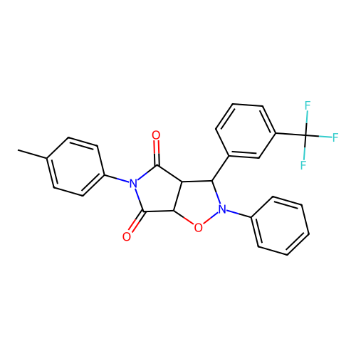 2-phenyl-5-(p-tolyl)-3-(3-(trifluoromethyl)phenyl)dihydro-2H-pyrrolo[3,4-d]isoxazole-4,6(5H,6aH)-dione structure