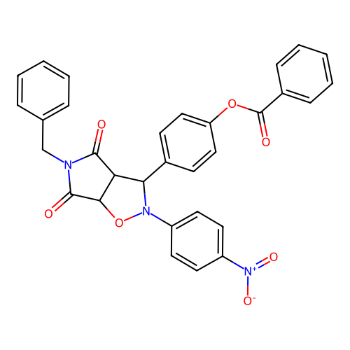 [4-[3-benzyl-7-(4-nitrophenyl)-2,4-dioxo-6-oxa-3,7-diazabicyclo[3.3.0]oct-8-yl]phenyl] Benzoate structure