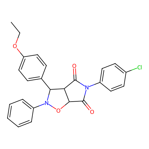 3-(4-chlorophenyl)-8-(4-ethoxyphenyl)-7-phenyl-6-oxa-3,7-diazabicyclo[3.3.0]octane-2,4-dione structure