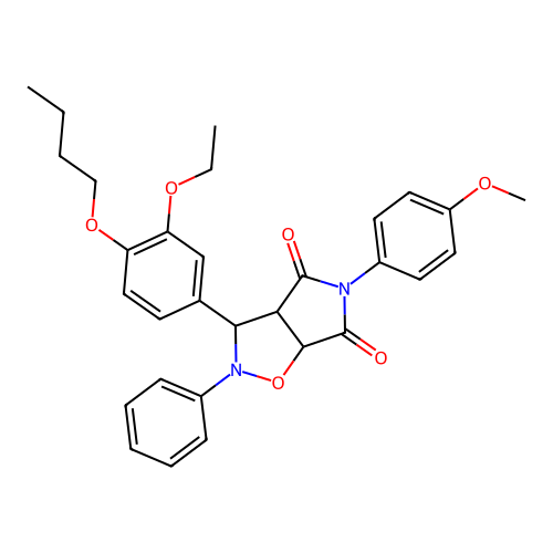 3-(4-butoxy-3-ethoxyphenyl)-5-(4-methoxyphenyl)-2-phenyl-3a,6a-dihydro-3H-pyrrolo[3,4-d][1,2]oxazole-4,6-dione structure