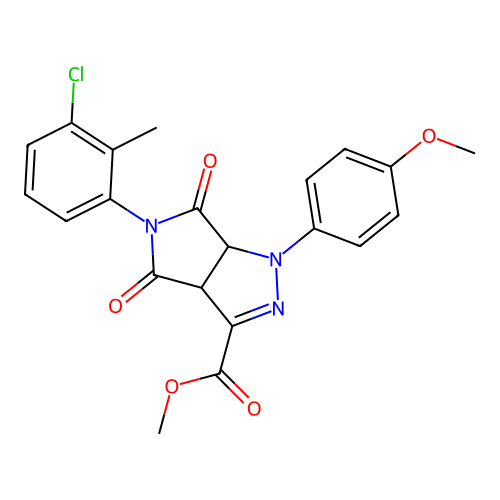 methyl 5-(3-chloro-2-methylphenyl)-1-(4-methoxyphenyl)-4,6-dioxo-1,3a,4,5,6,6a-hexahydropyrrolo[3,4-c]pyrazole-3-carboxylate structure