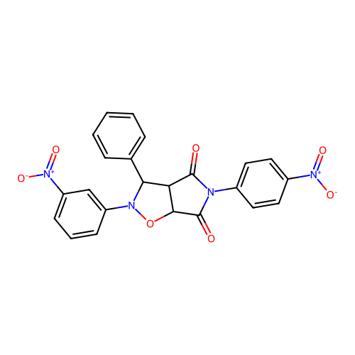 2-(3-nitrophenyl)-5-(4-nitrophenyl)-3-phenyl-3a,6a-dihydro-3H-pyrrolo[3,4-d][1,2]oxazole-4,6-dione structure