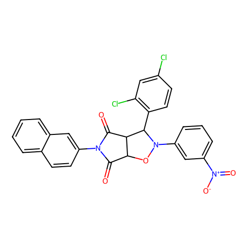 3-(2,4-dichlorophenyl)-5-(naphthalen-2-yl)-2-(3-nitrophenyl)dihydro-2H-pyrrolo[3,4-d][1,2]oxazole-4,6(3H,5H)-dione structure