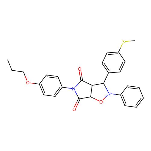 3-(4-(methylthio)phenyl)-2-phenyl-5-(4-propoxyphenyl)dihydro-2H-pyrrolo[3,4-d]isoxazole-4,6(5H,6aH)-dione structure