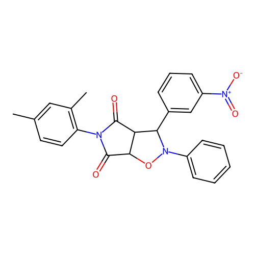 3-(2,4-dimethylphenyl)-8-(3-nitrophenyl)-7-phenyl-6-oxa-3,7-diazabicyclo[3.3.0]octane-2,4-dione structure