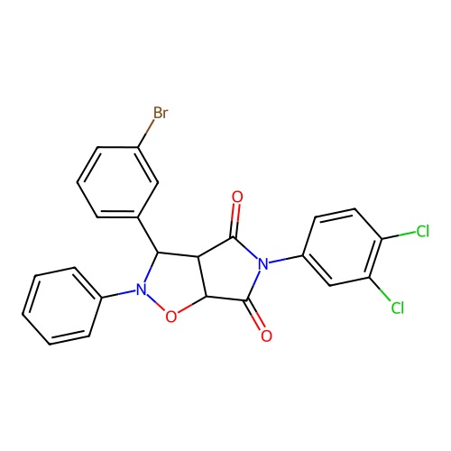 3-(3-bromophenyl)-5-(3,4-dichlorophenyl)-2-phenyl-3a,6a-dihydro-3H-pyrrolo[3,4-d][1,2]oxazole-4,6-dione structure