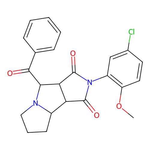 2-(5-chloro-2-methoxyphenyl)-4-(phenylcarbonyl)hexahydropyrrolo[3,4-a]pyrrolizine-1,3(2H,4H)-dione structure